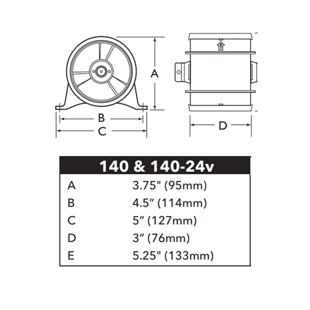 Rule 140-24V In Line Marine Bilge Blower, 3 inch | High Airflow, Quiet, Moisture-Protected - view 2