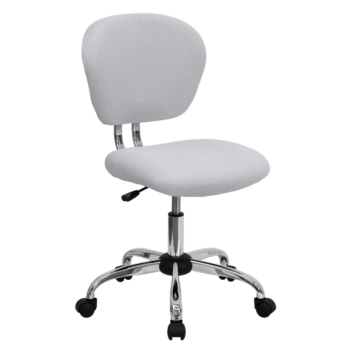 Flash Furniture Mesh Swivel Office Chair with Chrome Base, White | Modern, Armless, 23.5"W x 25.5"D x 33.5-37.5"H - main product image