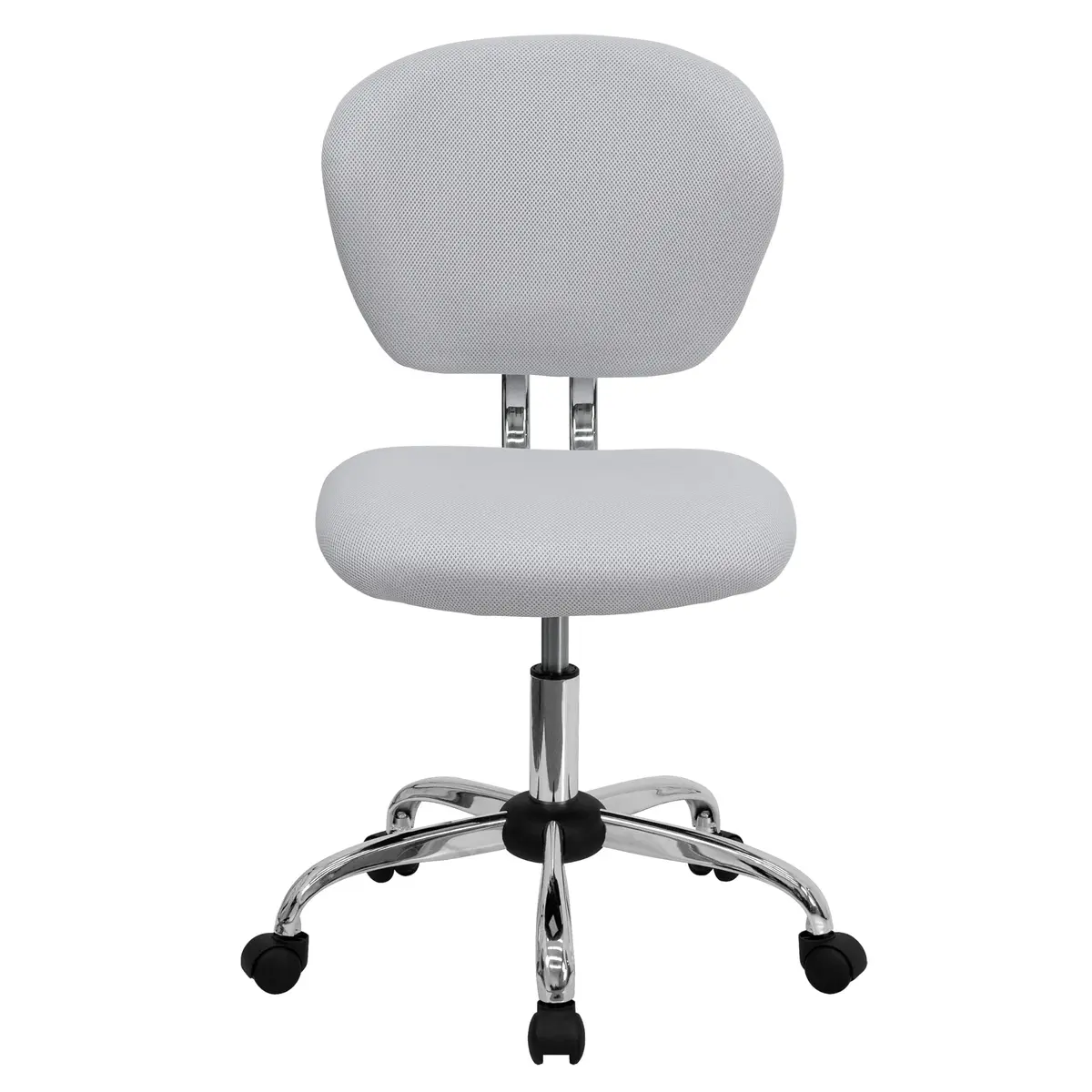 Flash Furniture Mesh Swivel Office Chair with Chrome Base, White | Modern, Armless, 23.5"W x 25.5"D x 33.5-37.5"H - view 5