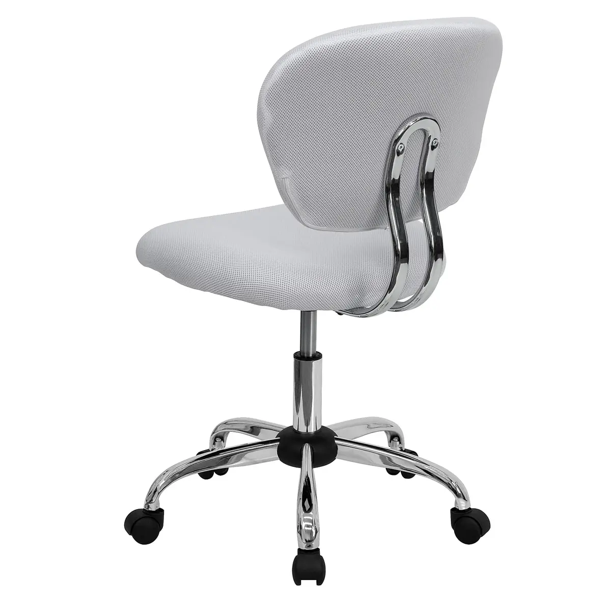 Flash Furniture Mesh Swivel Office Chair with Chrome Base, White | Modern, Armless, 23.5"W x 25.5"D x 33.5-37.5"H - view 8