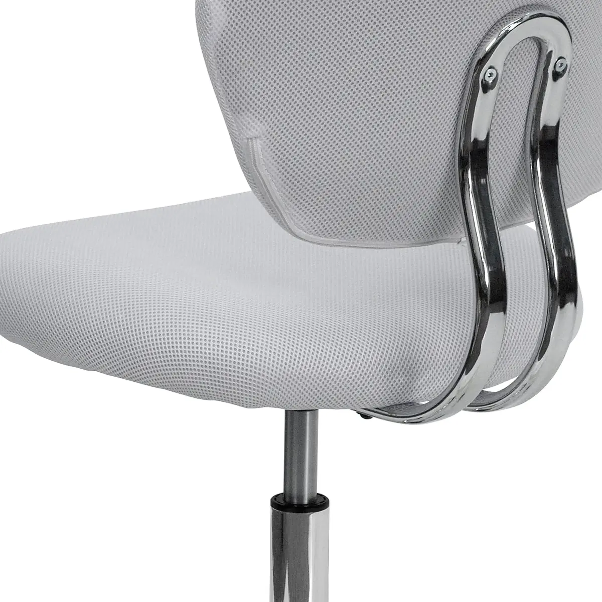 Flash Furniture Mesh Swivel Office Chair with Chrome Base, White | Modern, Armless, 23.5"W x 25.5"D x 33.5-37.5"H - view 9