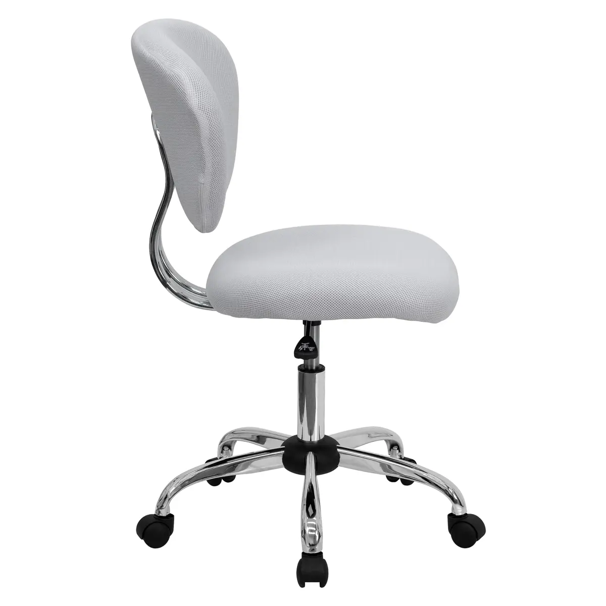 Flash Furniture Mesh Swivel Office Chair with Chrome Base, White | Modern, Armless, 23.5"W x 25.5"D x 33.5-37.5"H - view 3