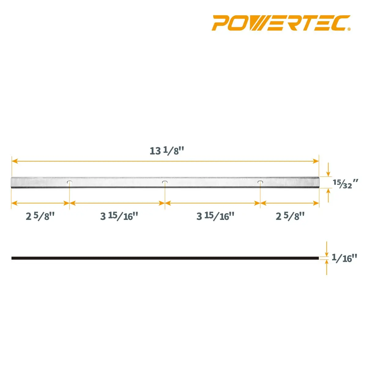 POWERTEC 13-1/8 Inch HSS Planer Blades (2-Pack, 333mm x 12mm x 1.5mm) | Premium Woodworking Replacement Knives - view 4