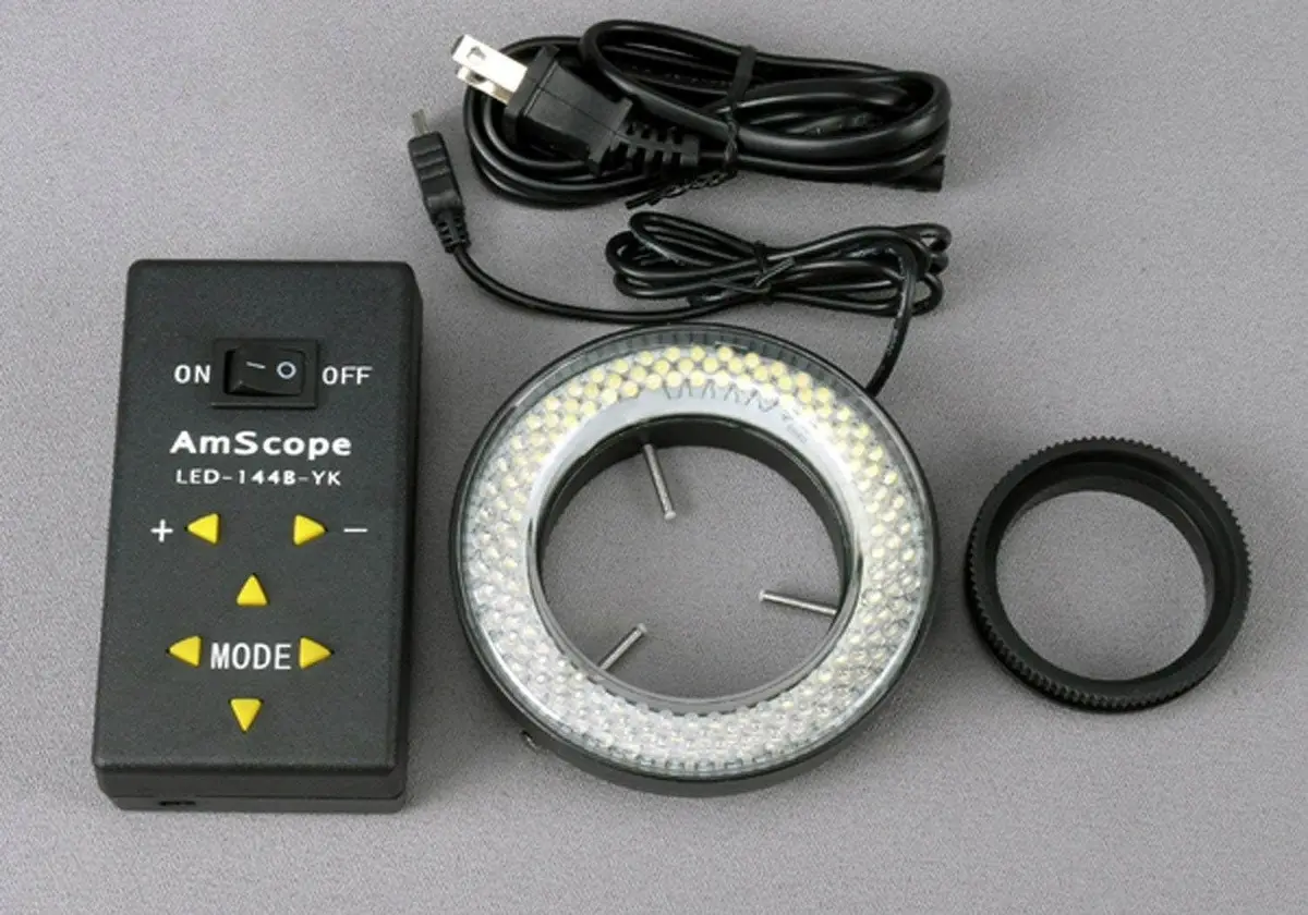 AmScope LED-144A 144-LED Microscope Ring Light with 4-Zone Control, 25mm (1") Inner Diameter | Cool Shadow-Free Illumination - view 2