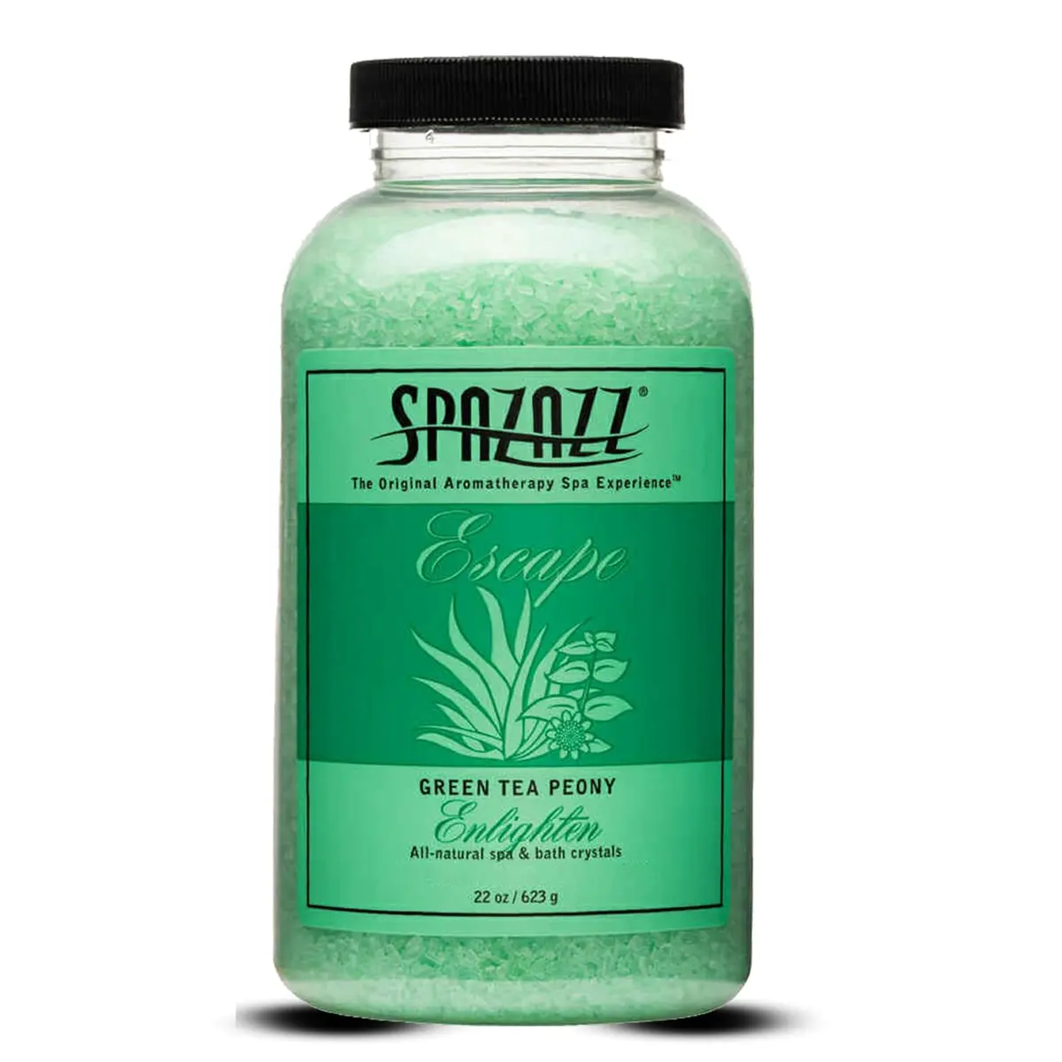 Spazazz Escape Green Tea Peony Aromatherapy Salt Crystals | Spa Salt for Relaxation & Stress Relief (22 oz) - main product image