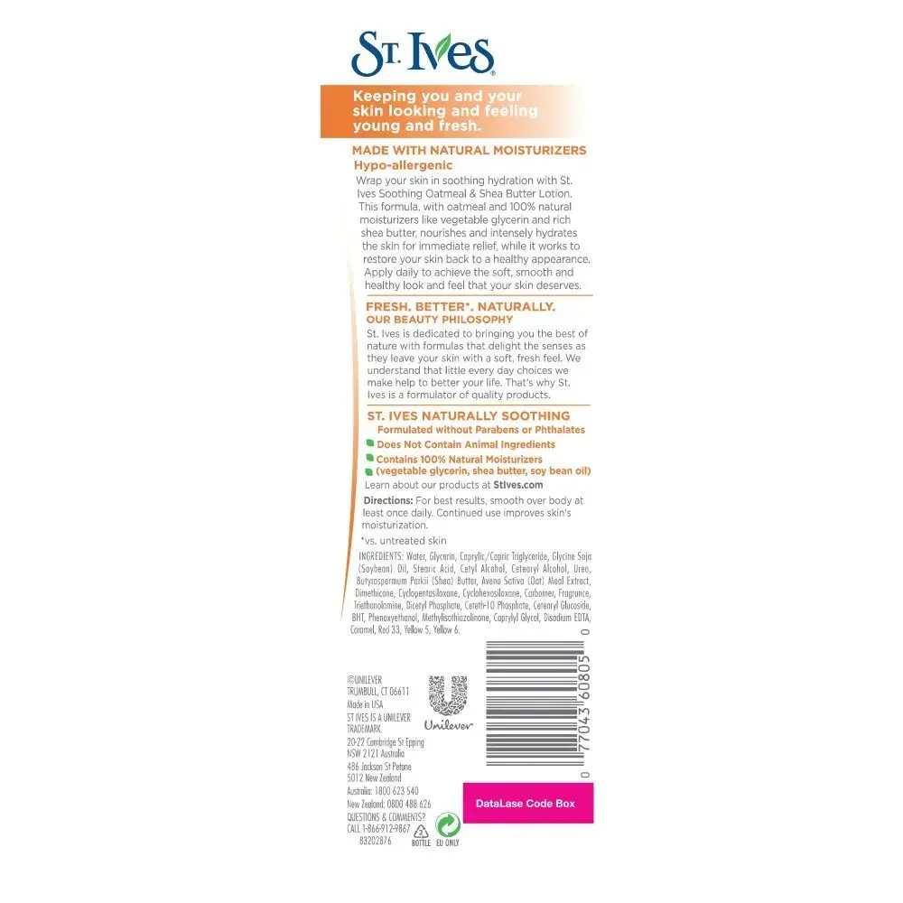 St. Ives Nourish & Soothe Oatmeal & Shea Butter Body Lotion 621ml (21 Fl Oz) | Dermatologist Tested for Sensitive Skin - view 2