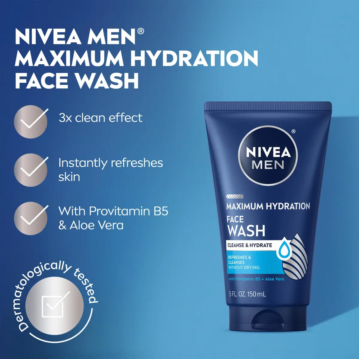 NIVEA MEN Maximum Hydration Face Wash 148ml (5 Fl Oz) | Gentle Cleansing for Dry Skin - view 3