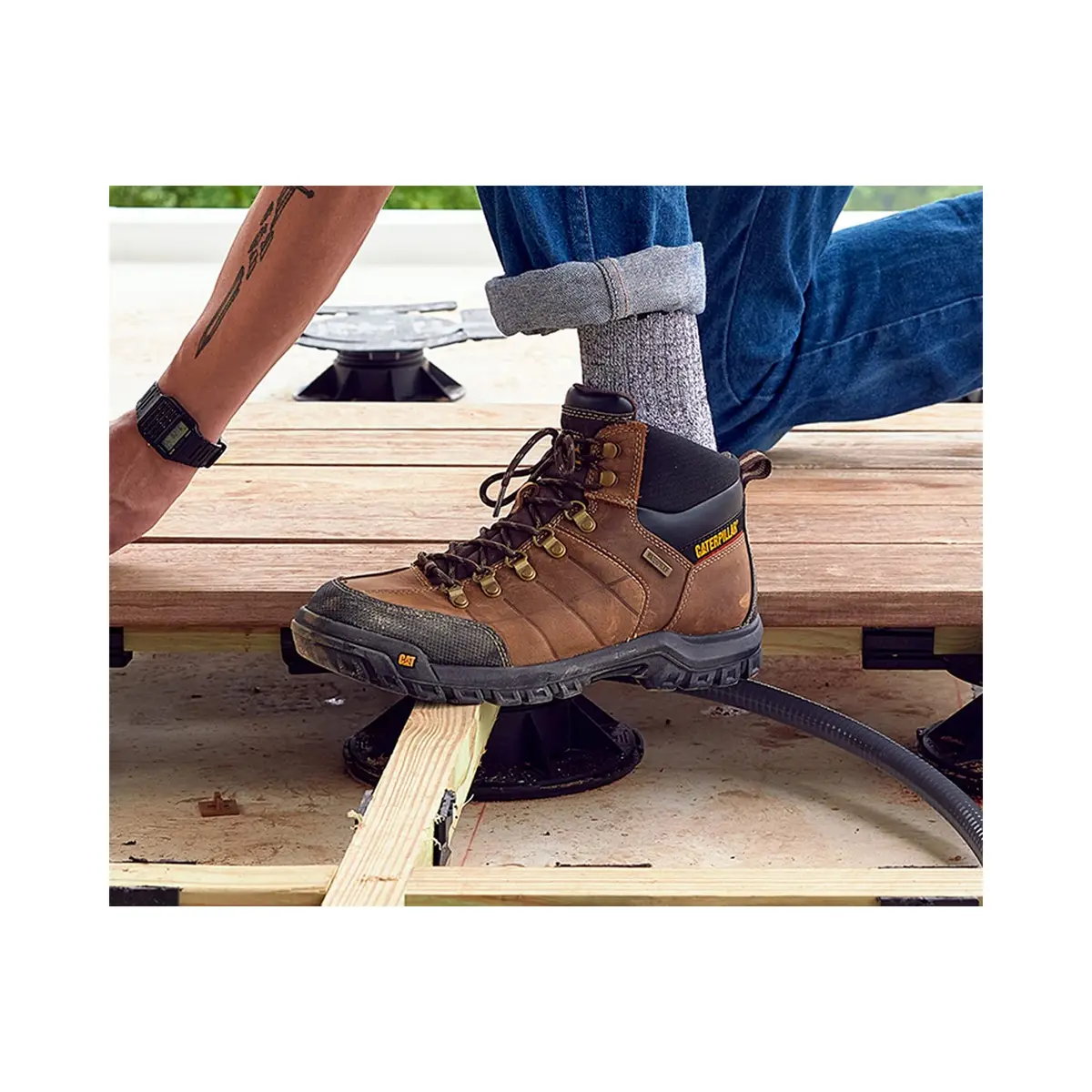 CAT Footwear Men's Threshold Waterproof Soft Toe Work Boot, Real Brown, 6.5 | Durable Water-Resistant Workwear - view 2
