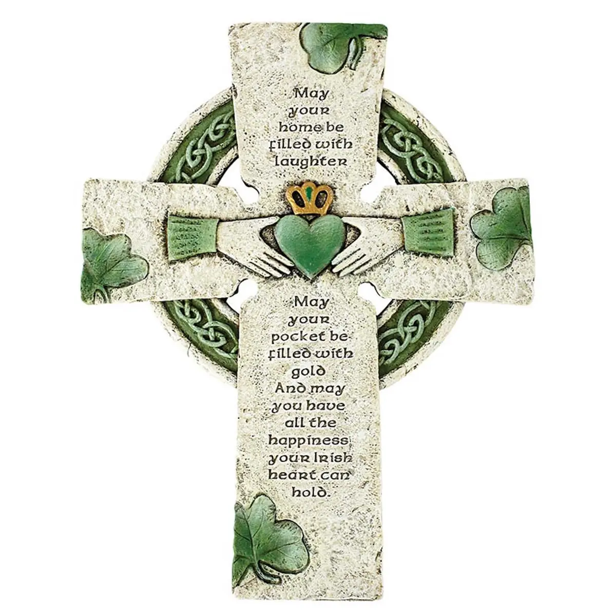 CBC Group Wall Cross 10" Irish Blessing Shamrocks | Traditional Religious Decor - main product image
