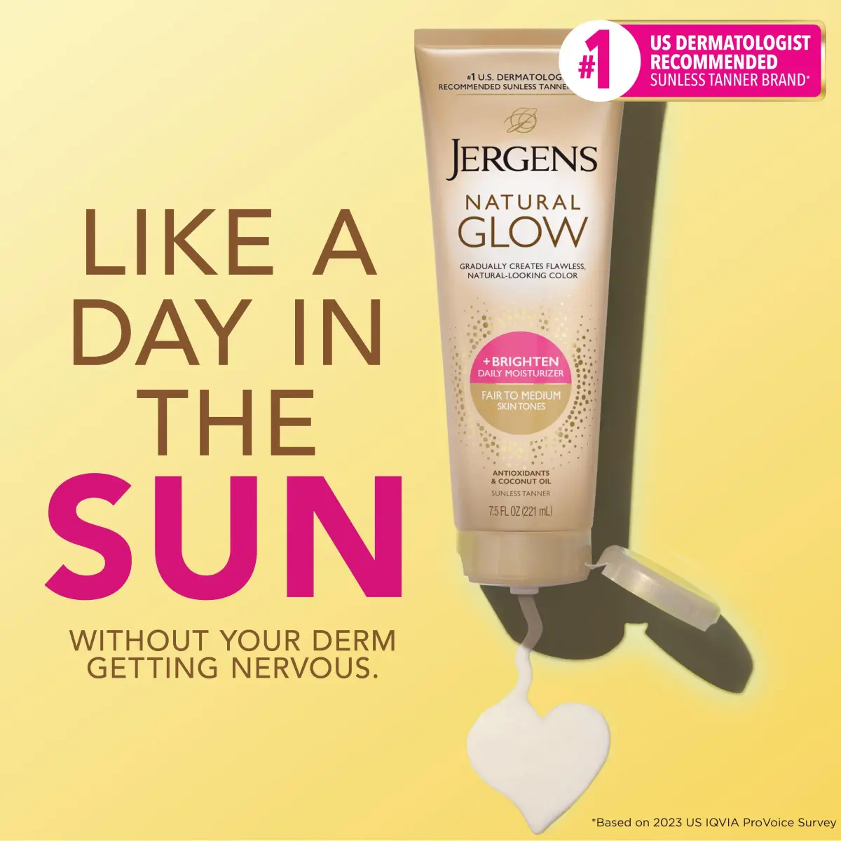 Jergens Natural Glow Self Tanner Body Lotion Fair to Medium Skin Tone 222ml (7.5 Fl Oz) | Gradual Color Build - view 2