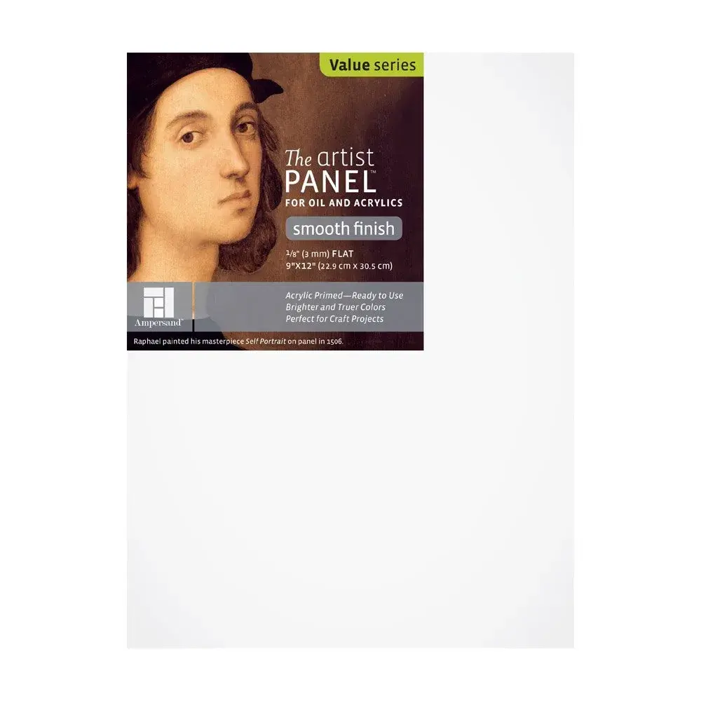 Ampersand Primed Smooth Gesso Panel 9x12 inch (22.86 x 30.48 cm) | Warp-Resistant Cradled Art Board - main product image