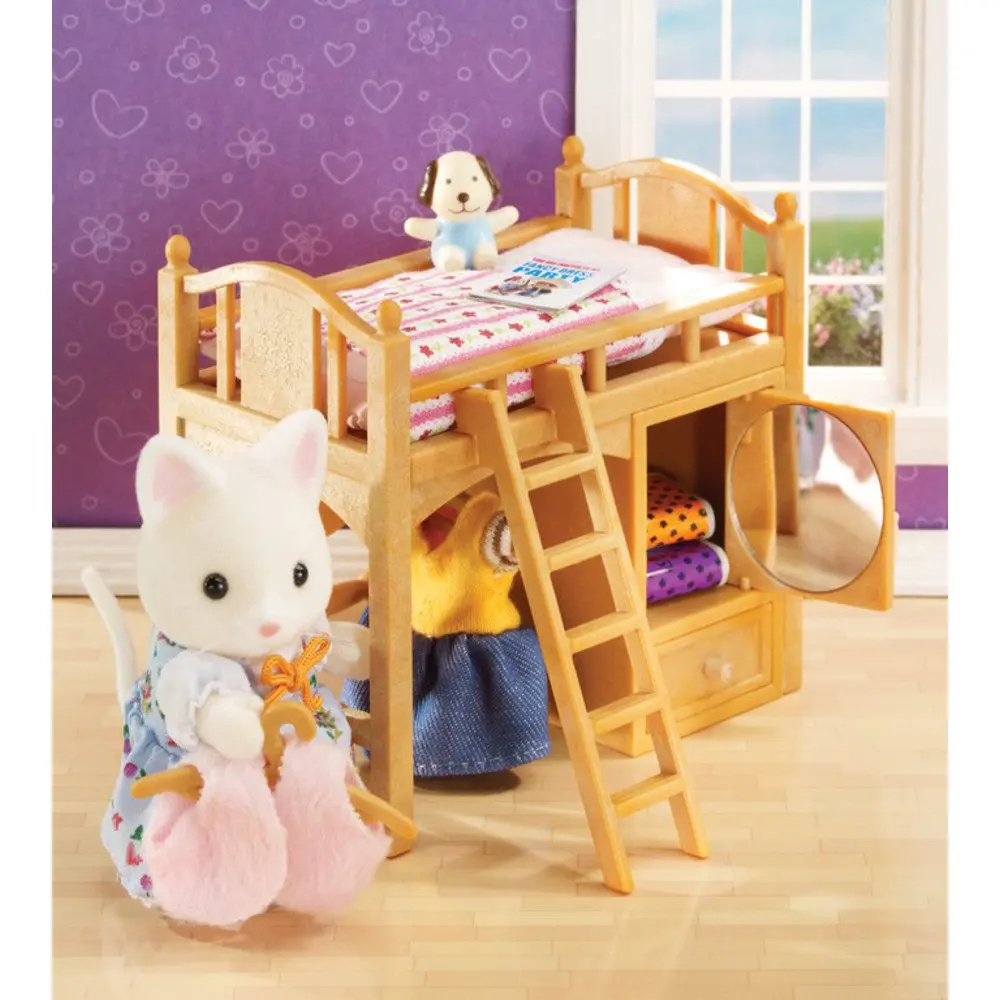 Calico Critters Loft Bed Set Dollhouse Furniture & Accessories | 1:24 Scale, Aqua - view 5