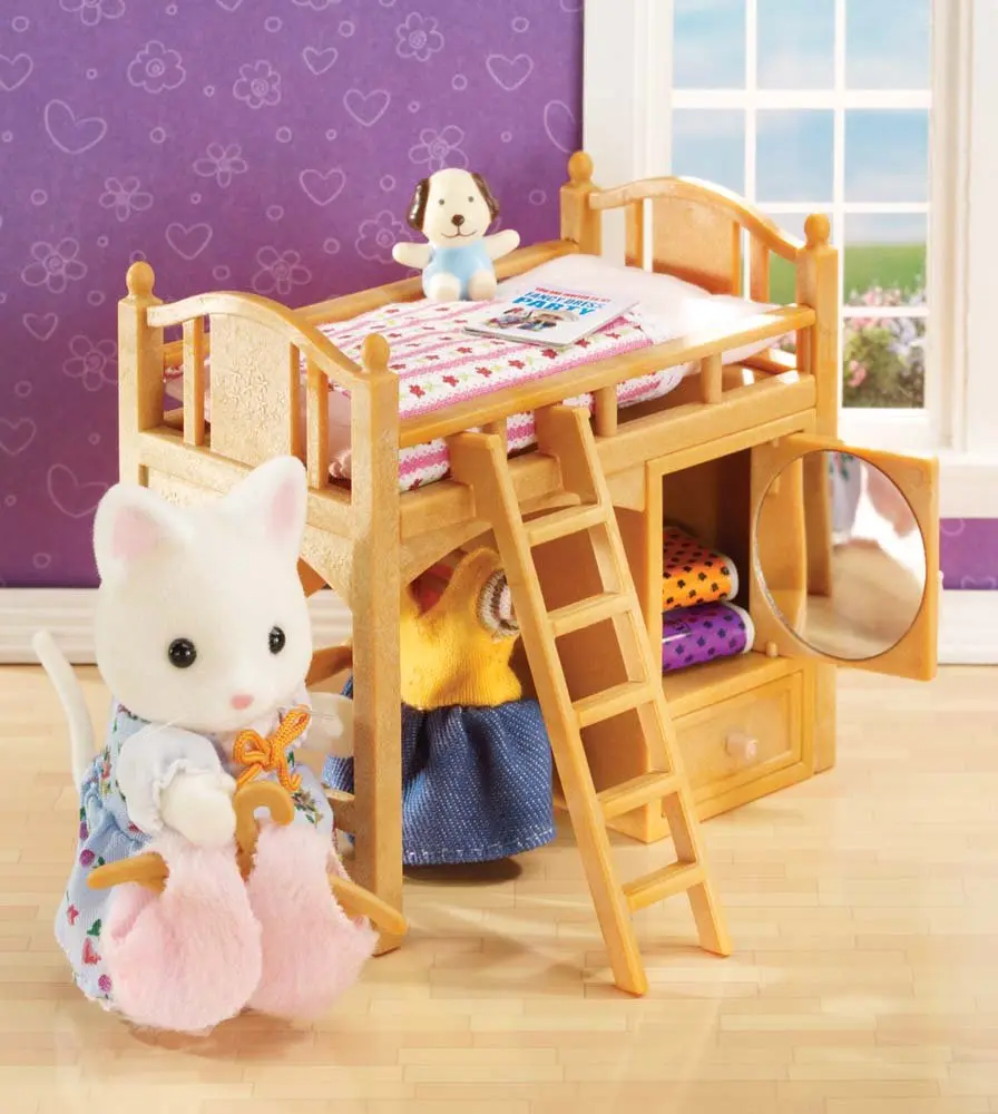 Calico Critters Loft Bed Set Dollhouse Furniture & Accessories | 1:24 Scale, Aqua - view 3