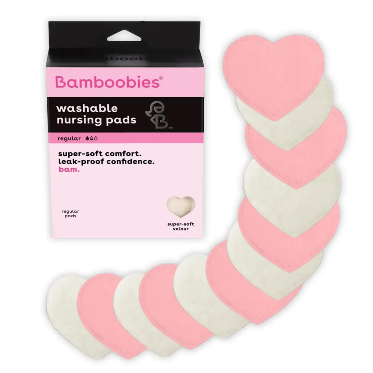 Bamboobies Soft Reusable Nursing Pads for Breastfeeding, Regular, 12 Count | Ultra-thin, discreet, great for daytime nursing - main product image