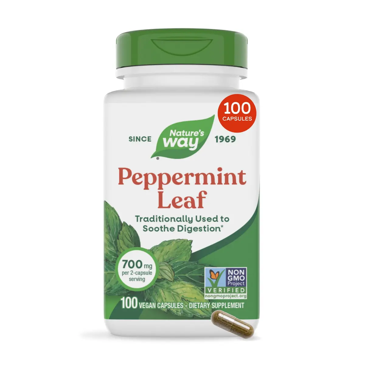 Nature's Way Peppermint Leaf Capsules, 700 mg | Traditional Digestive Support (110 chars) - main product image