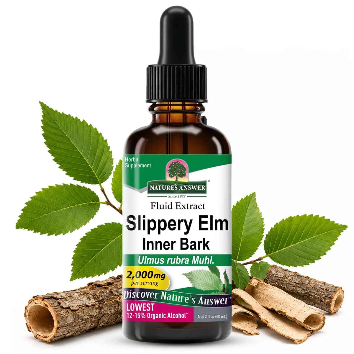 Nature's Answer Slippery Elm Extract 2000 mg | Supports Digestion & Skin, 2 fl oz (60 ml) - main product image