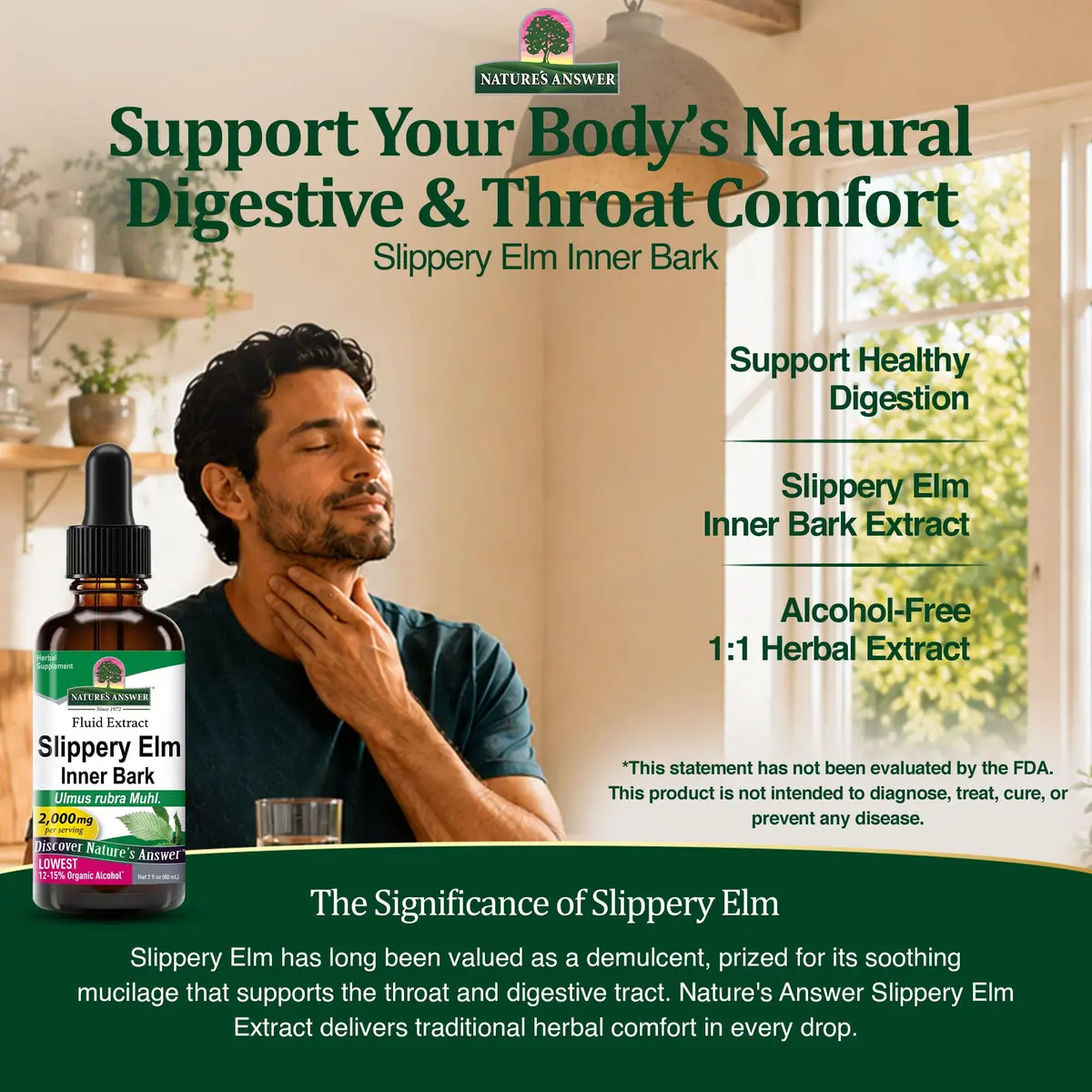 Nature's Answer Slippery Elm Extract 2000 mg | Supports Digestion & Skin, 2 fl oz (60 ml) - view 5