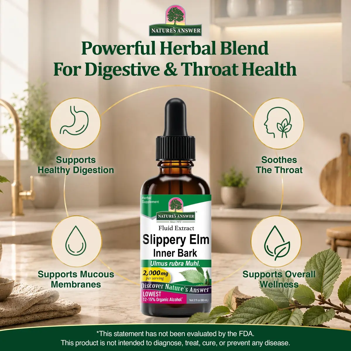 Nature's Answer Slippery Elm Extract 2000 mg | Supports Digestion & Skin, 2 fl oz (60 ml) - view 2