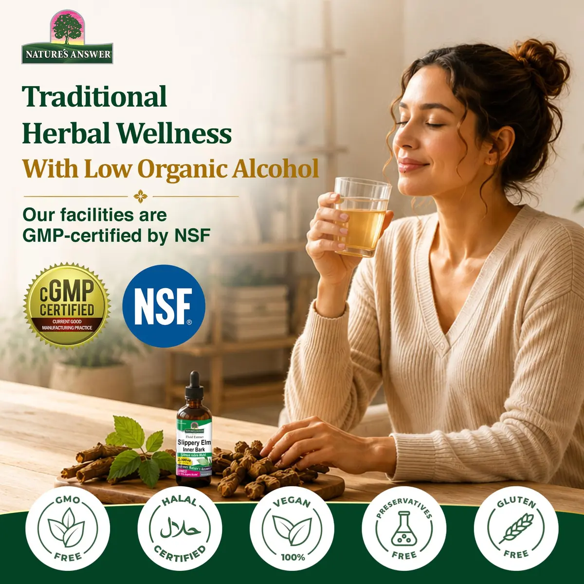 Nature's Answer Slippery Elm Extract 2000 mg | Supports Digestion & Skin, 2 fl oz (60 ml) - view 3