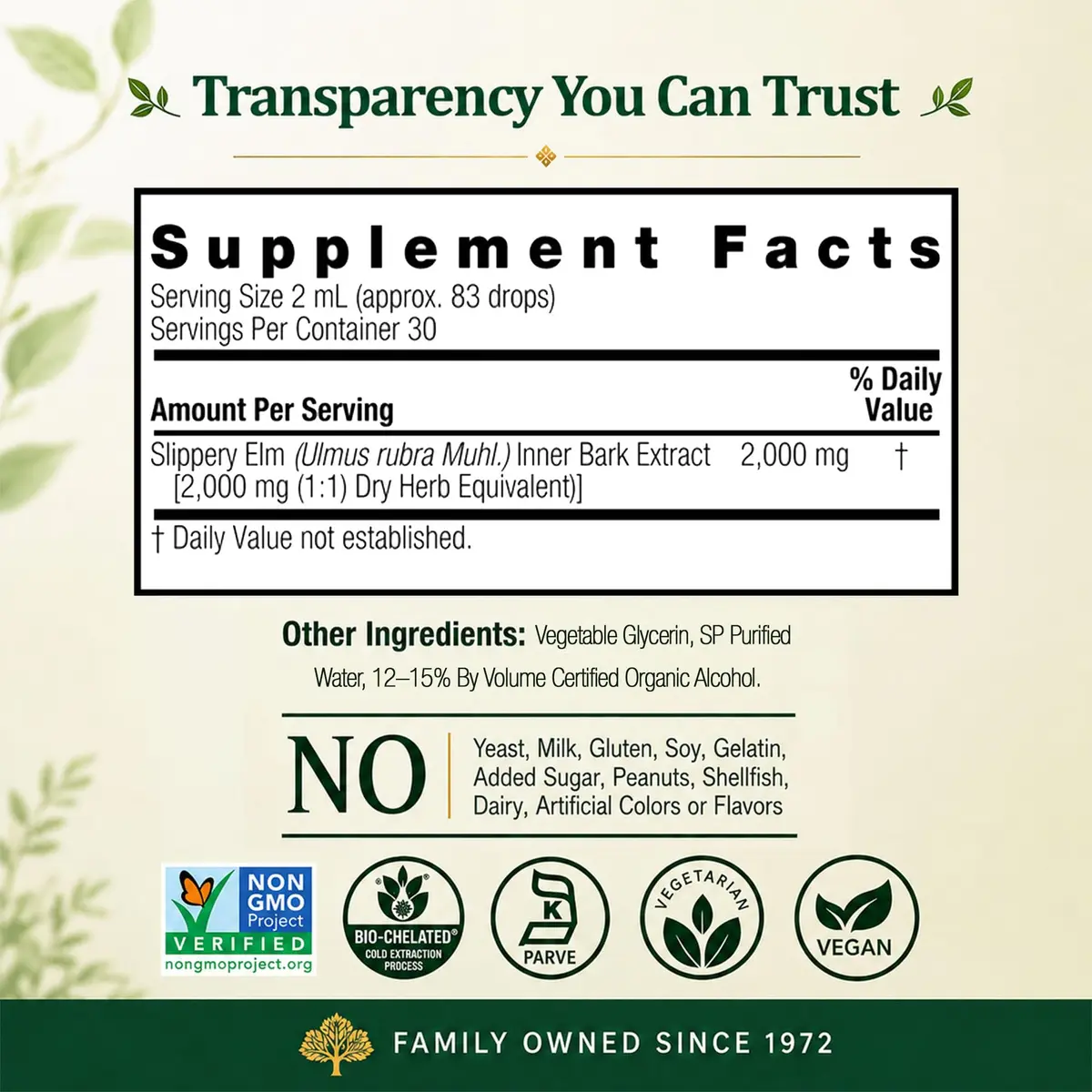 Nature's Answer Slippery Elm Extract 2000 mg | Supports Digestion & Skin, 2 fl oz (60 ml) - view 4