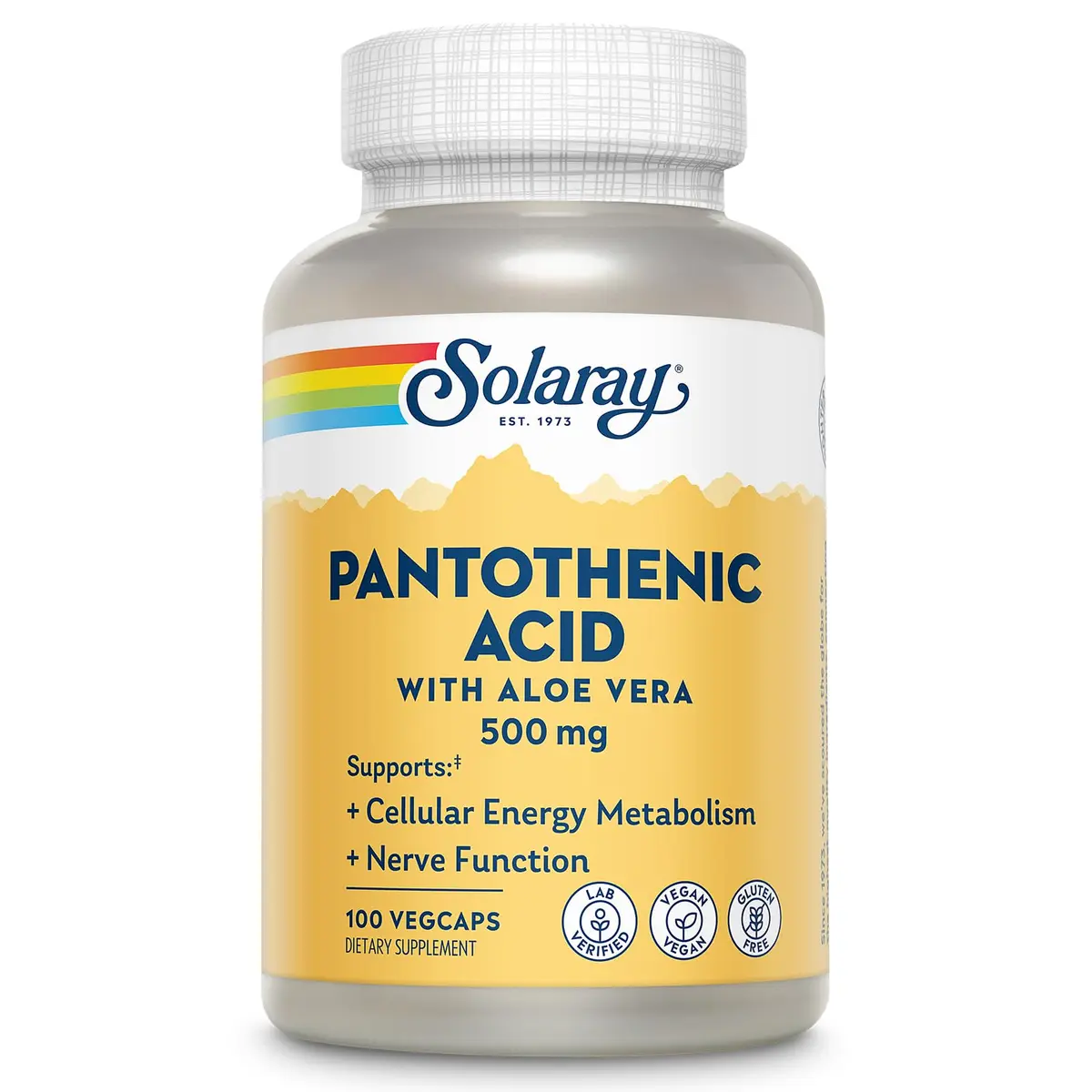 SOLARAY Pantothenic Acid 500mg | Vegan, Gluten Free, Cellular Energy Support - main product image