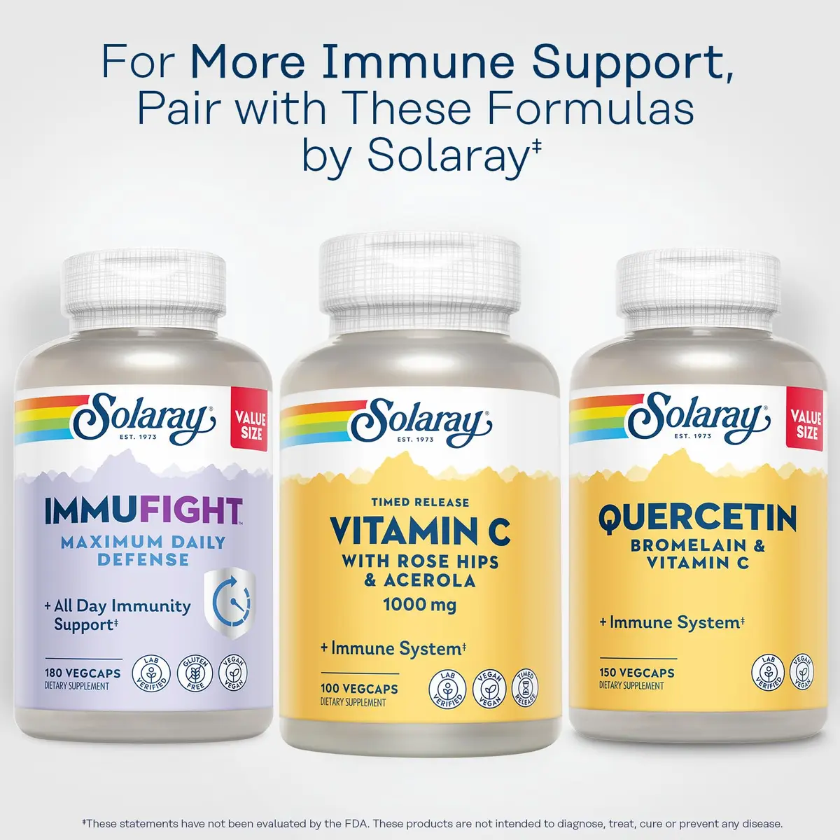 SOLARAY Vitamin C 1000mg - Time Release Capsules with Rose Hips & Acerola | All-Day Immune Support - view 7