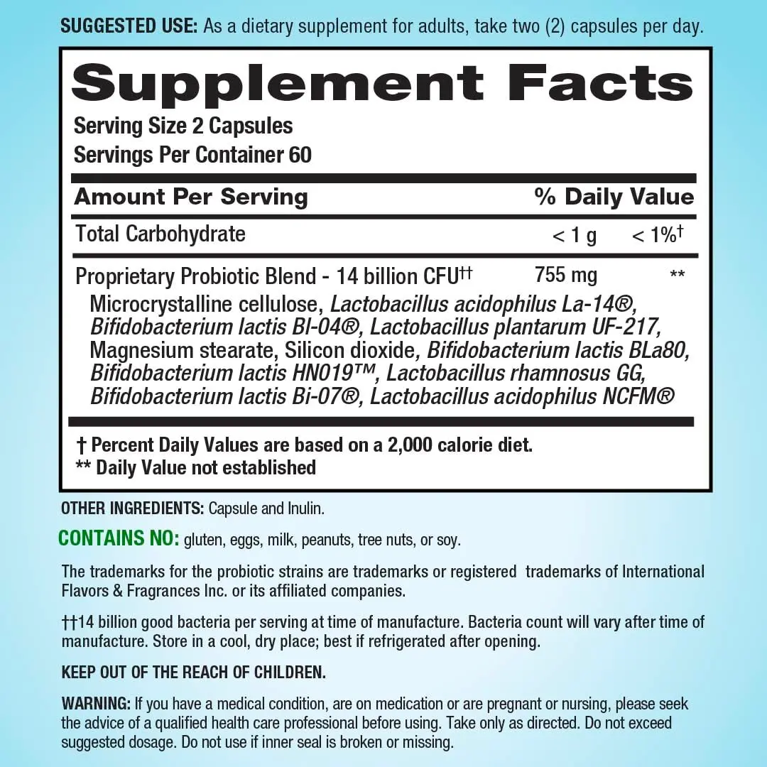 PB8 Probiotic 14 Billion CFU | 120 Capsules | 8 Strains for Digestive Support - view 2