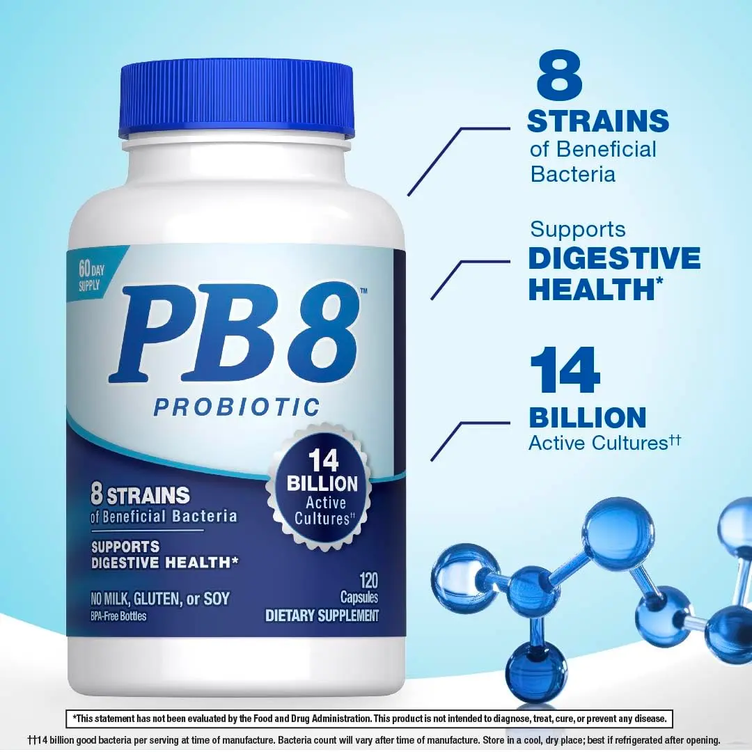 PB8 Probiotic 14 Billion CFU | 120 Capsules | 8 Strains for Digestive Support - view 3