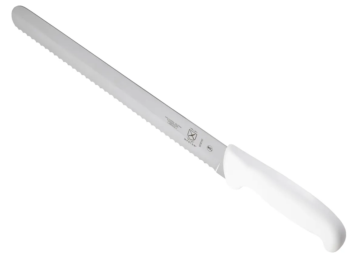 Mercer Culinary Ultimate White, 11 Inch Slicer Wavy Edge | High-Carbon Japanese Steel Kitchen Knife - main product image