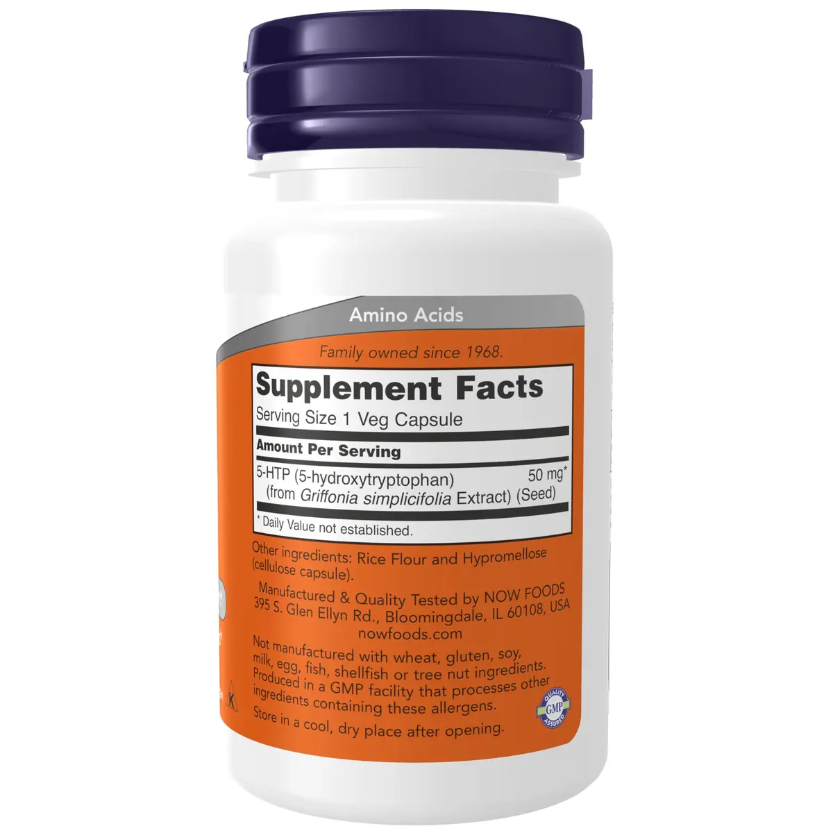 NOW 5-HTP (5-hydroxytryptophan) 50 mg 30 Veg Caps | Supports Positive Mood & Neurotransmitter Function - view 2