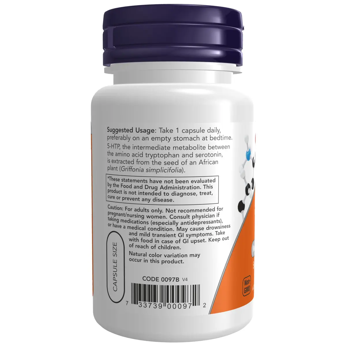 NOW 5-HTP (5-hydroxytryptophan) 50 mg 30 Veg Caps | Supports Positive Mood & Neurotransmitter Function - view 3