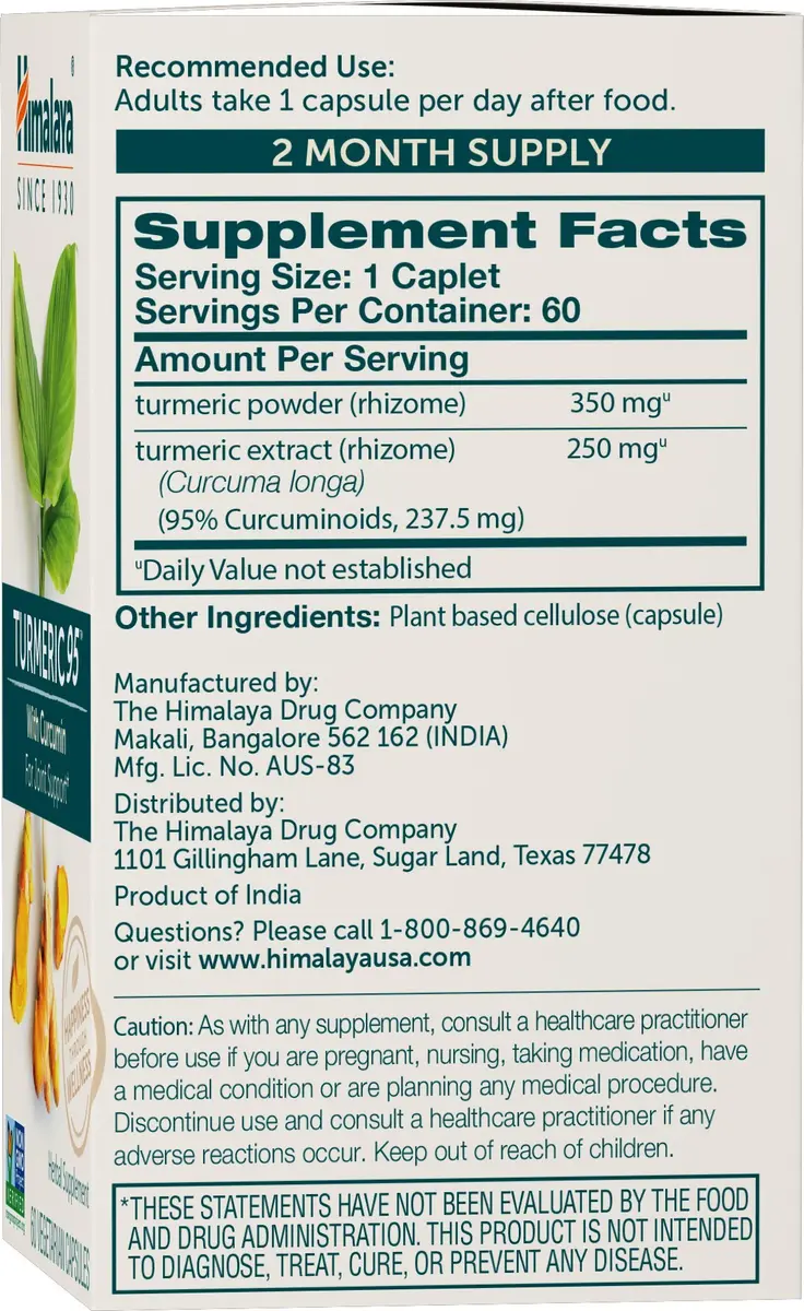 Himalaya Turmeric 95 Curcumin Supplement 600 mg | Supports Joint & Immune Health - view 2