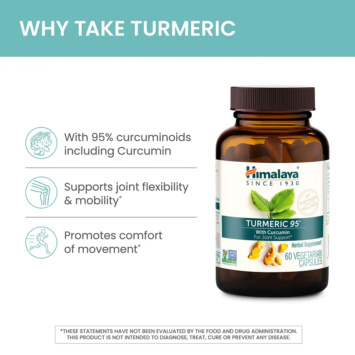 Himalaya Turmeric 95 Curcumin Supplement 600 mg | Supports Joint & Immune Health - view 3