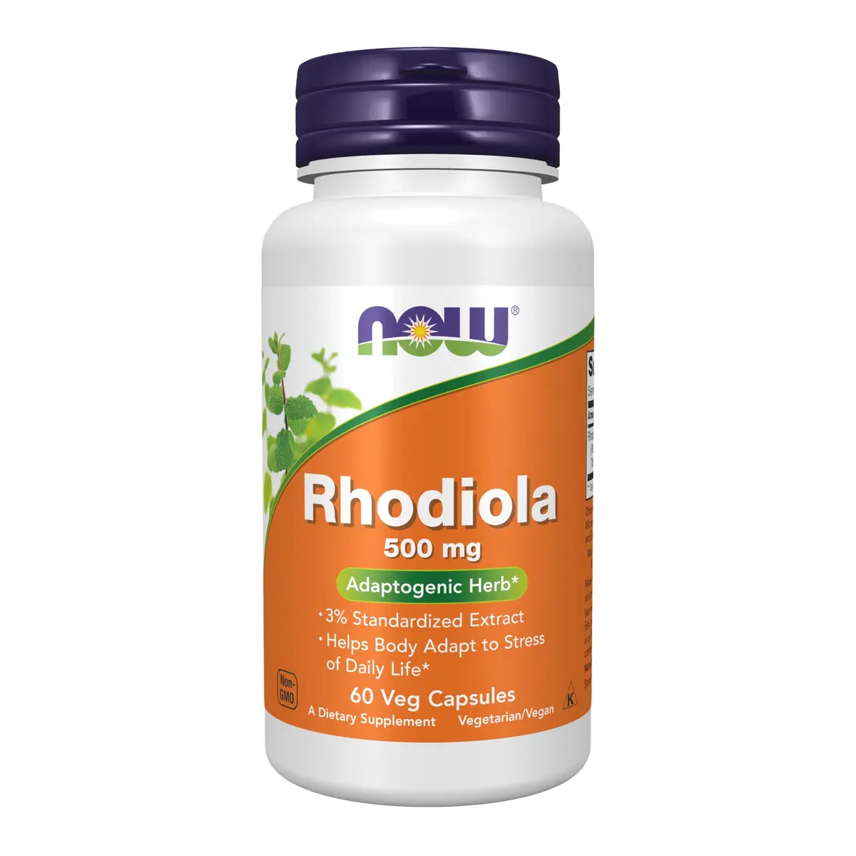 NOW Rhodiola 500 mg Adaptogenic Herb 60 Veg Caps | Supports Stress Adaptation & Energy - main product image
