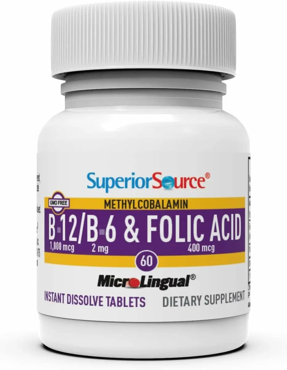 Superior Source Vitamin B-12 1,000 mcg, B-6, Folic Acid 400 mcg | Sublingual Tablets for Energy & Heart Support - view 4