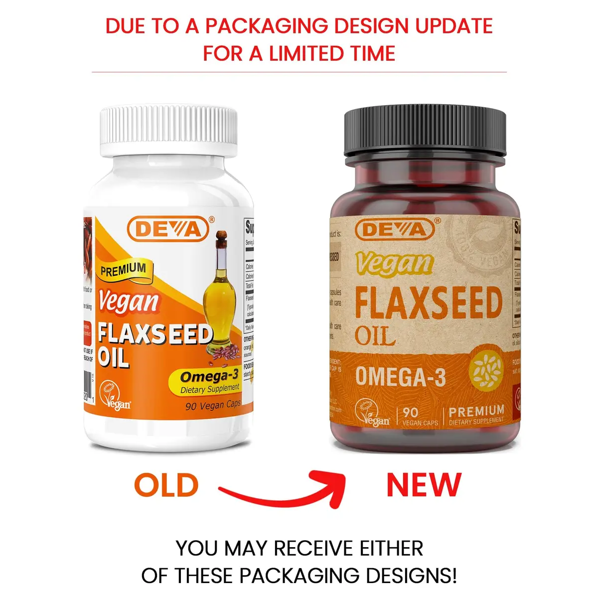 DEVA Vegan Flaxseed Oil - 90 Vcaps | Organic, Cold-Pressed Omega-3 Supplement for Vegetarians - view 2
