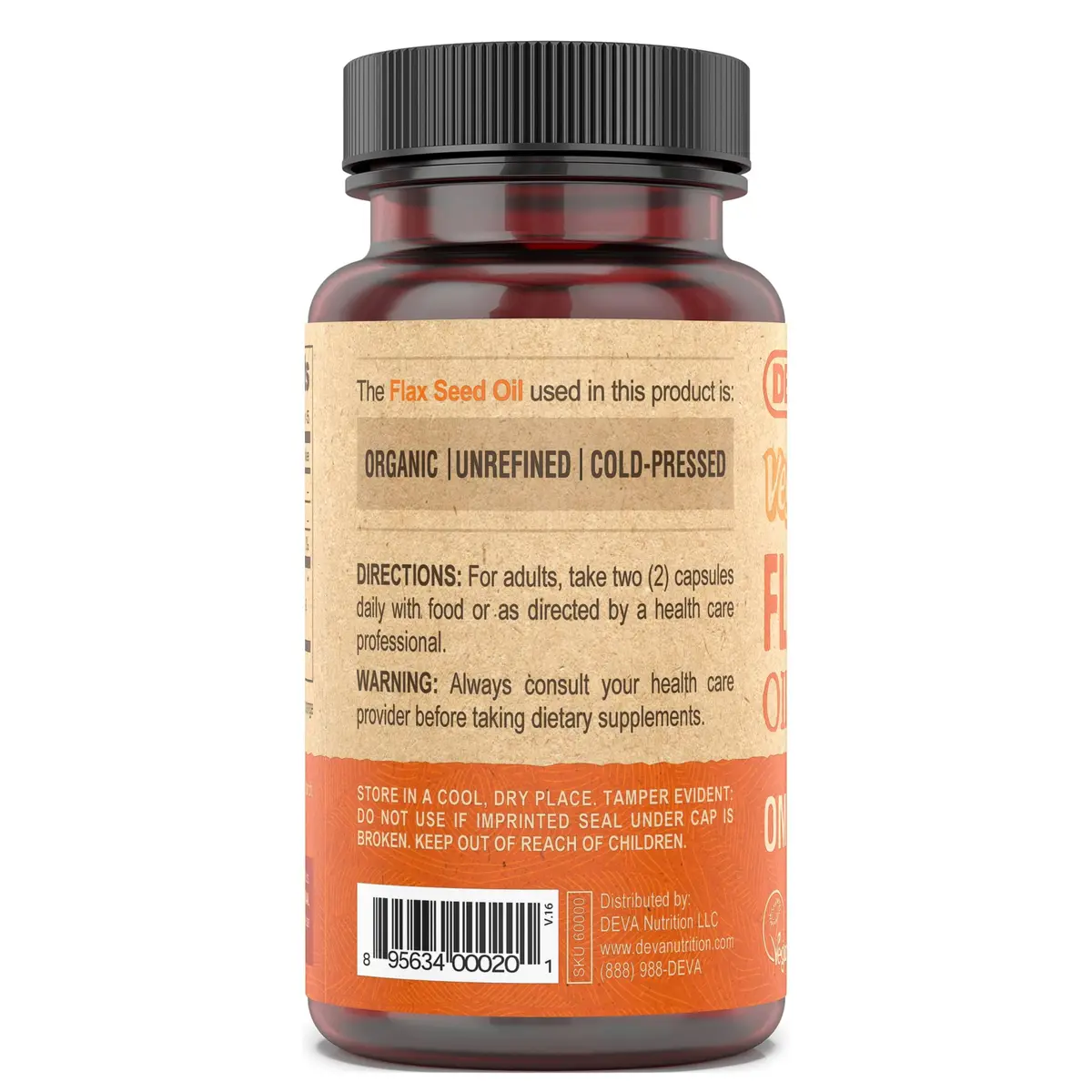 DEVA Vegan Flaxseed Oil - 90 Vcaps | Organic, Cold-Pressed Omega-3 Supplement for Vegetarians - view 4