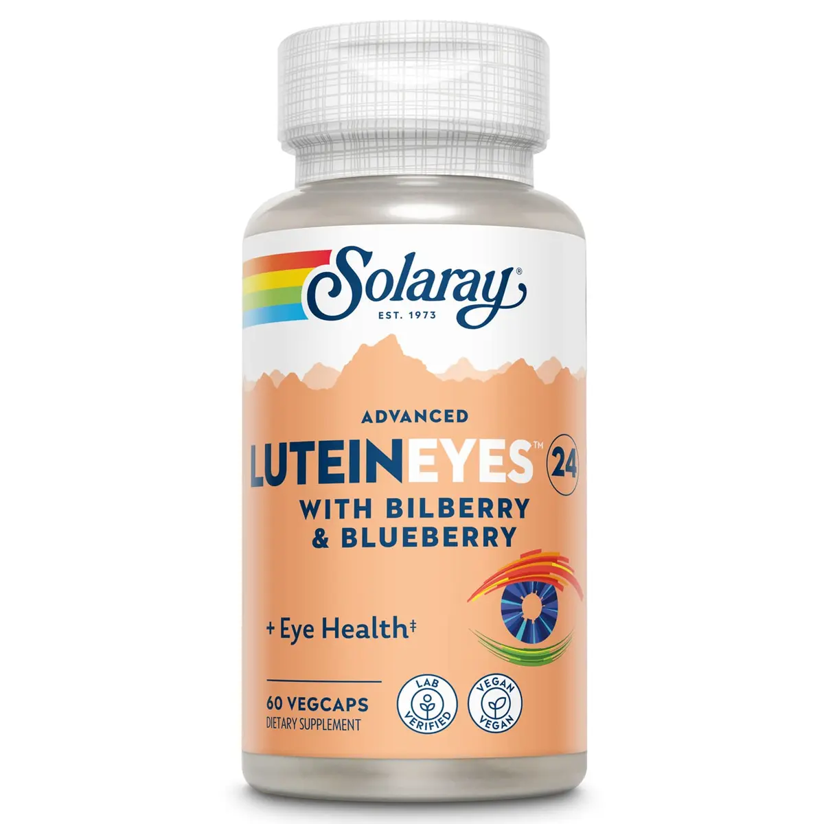 SOLARAY Advanced Lutein 24 mg with Zeaxanthin, Blueberry & Bilberry Extract | Vegan Eye Support Supplement, 60 VegCaps - main product image