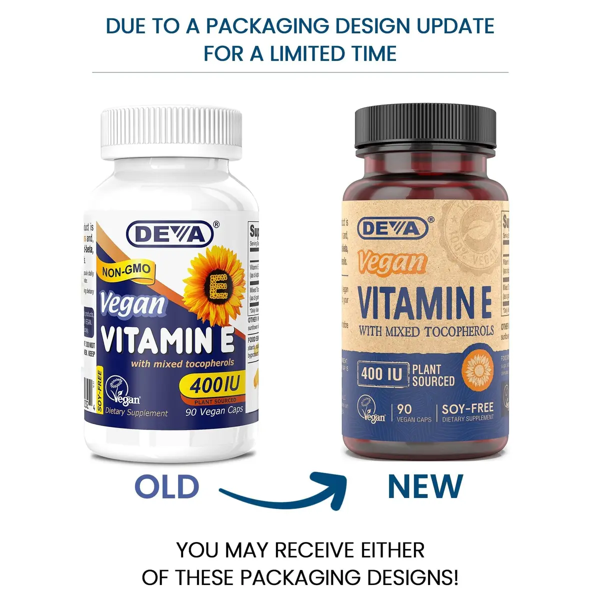 DEVA Vegan Natural Source Vitamin E 400IU with Mixed tocopherols | Soy-Free, Non-GMO, Vegan, 90 Veg Caps (Pack of 2) - view 2