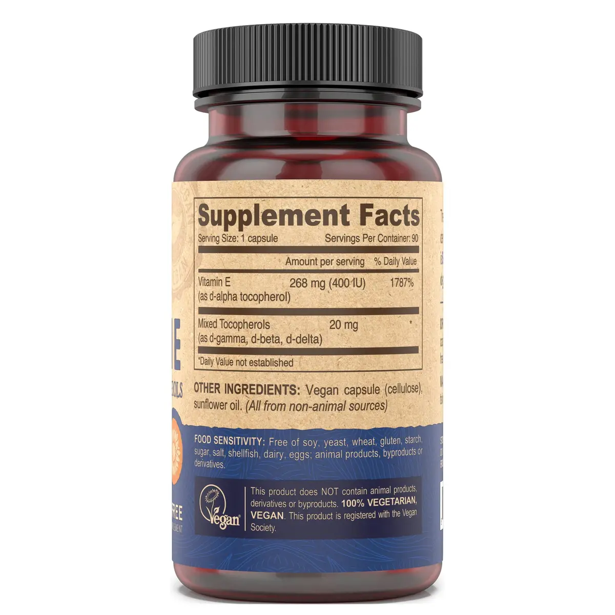 DEVA Vegan Natural Source Vitamin E 400IU with Mixed tocopherols | Soy-Free, Non-GMO, Vegan, 90 Veg Caps (Pack of 2) - view 3