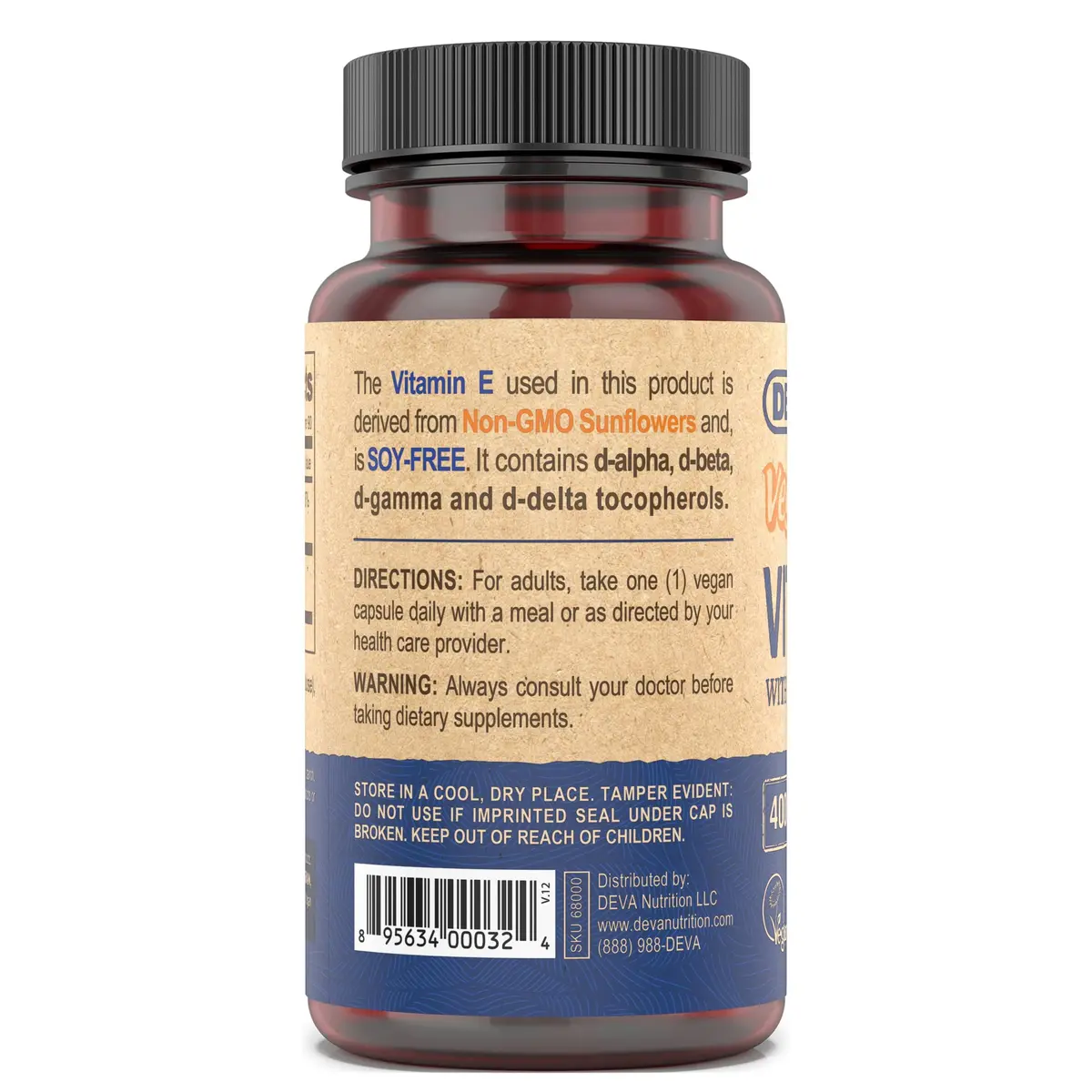 DEVA Vegan Natural Source Vitamin E 400IU with Mixed tocopherols | Soy-Free, Non-GMO, Vegan, 90 Veg Caps (Pack of 2) - view 4