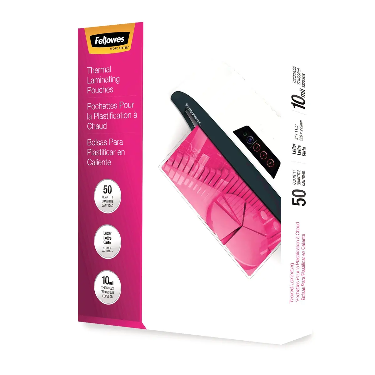 Fellowes Thermal Laminating Pouches Letter Size Sheets 10 Mil 50pk | Clear, Durable, Compatible with All Laminators - main product image