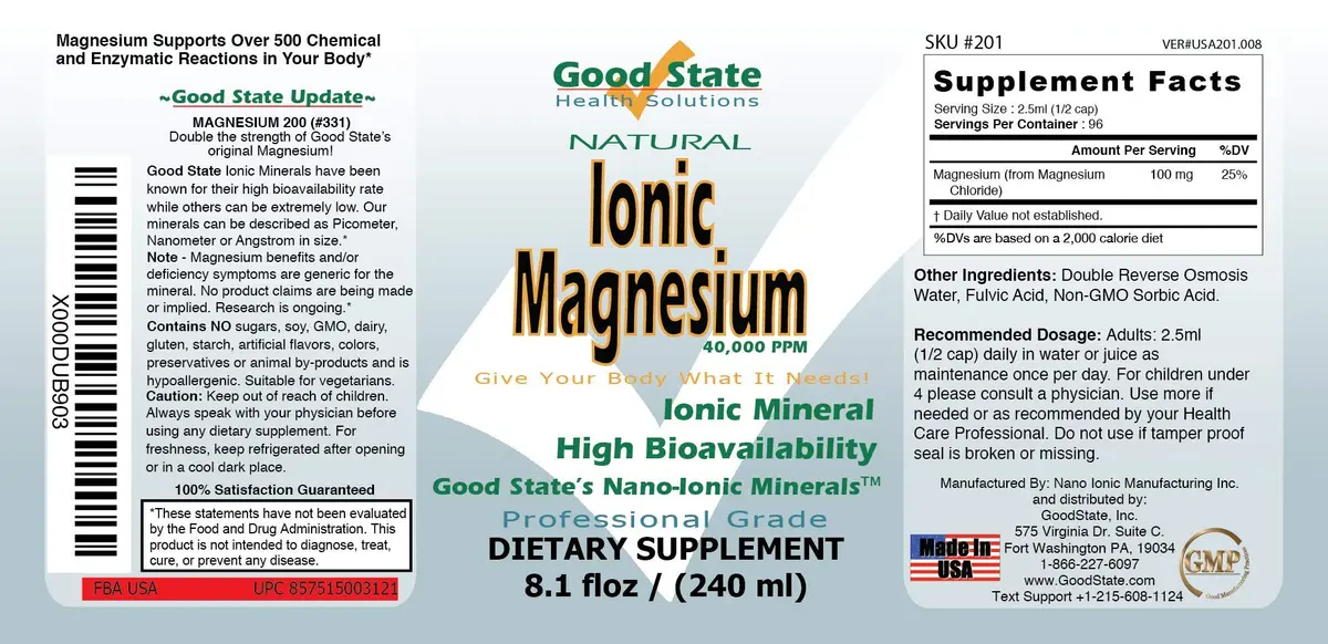 Good State Ionic Magnesium 8.1 fl oz | Nano-Sized Mineral Supplement for Healthy Enzymes & Reactions - view 2
