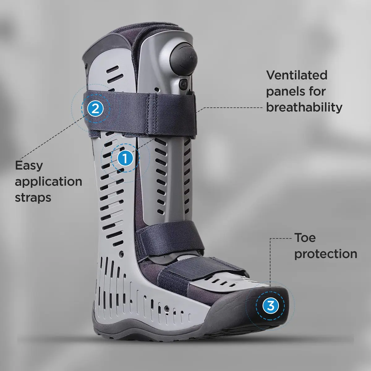 Ossur Rebound Air Walker Boot | Comfortable Walking Boot with Compression Straps & Air Pump Rocker Bottom (Large, High Top) - view 5
