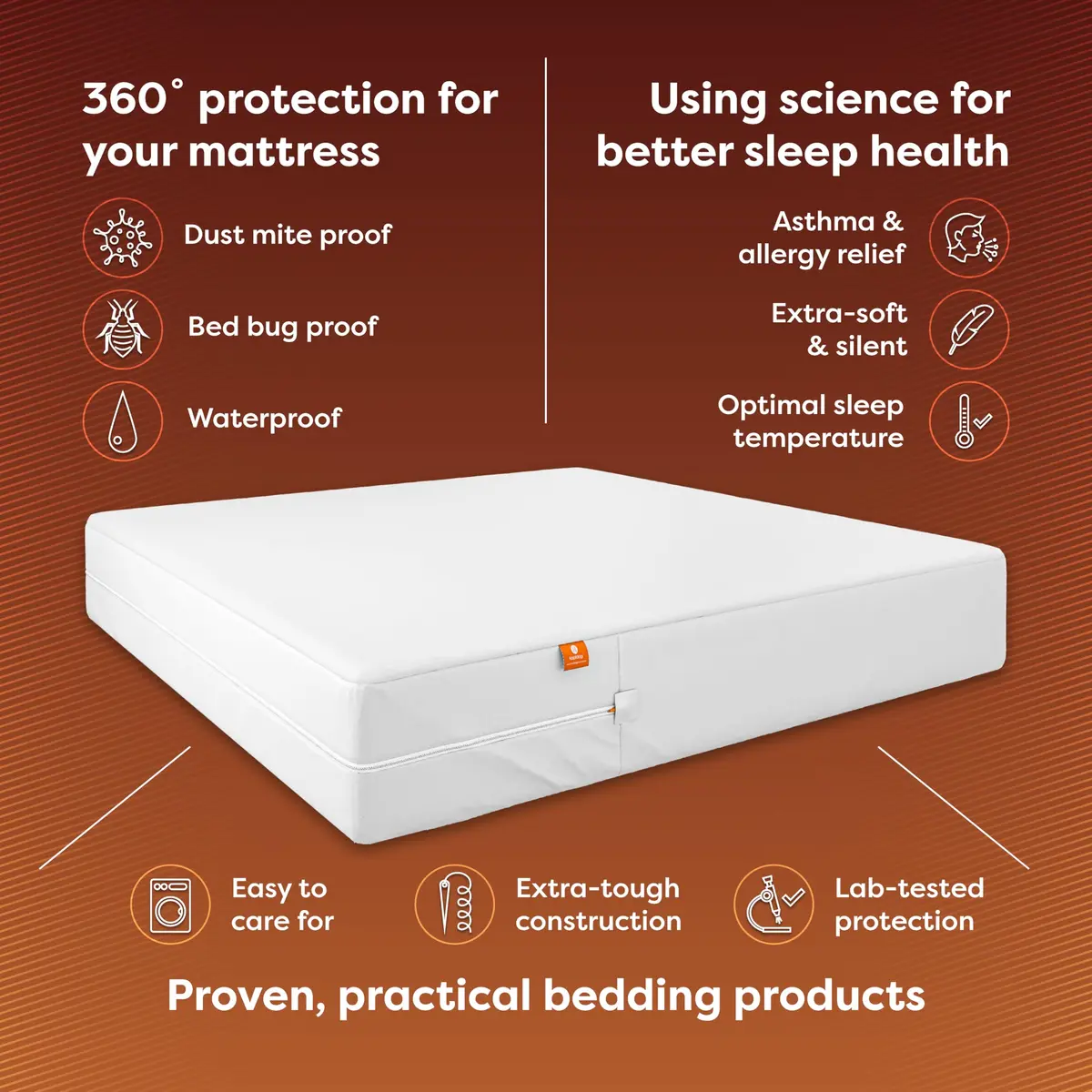 Hospitology Products King Size Mattress Encasement 78"x80" (198cm x 203cm) | Bed Bug & Dust Mite Proof, Waterproof, Hypoallergenic - view 2