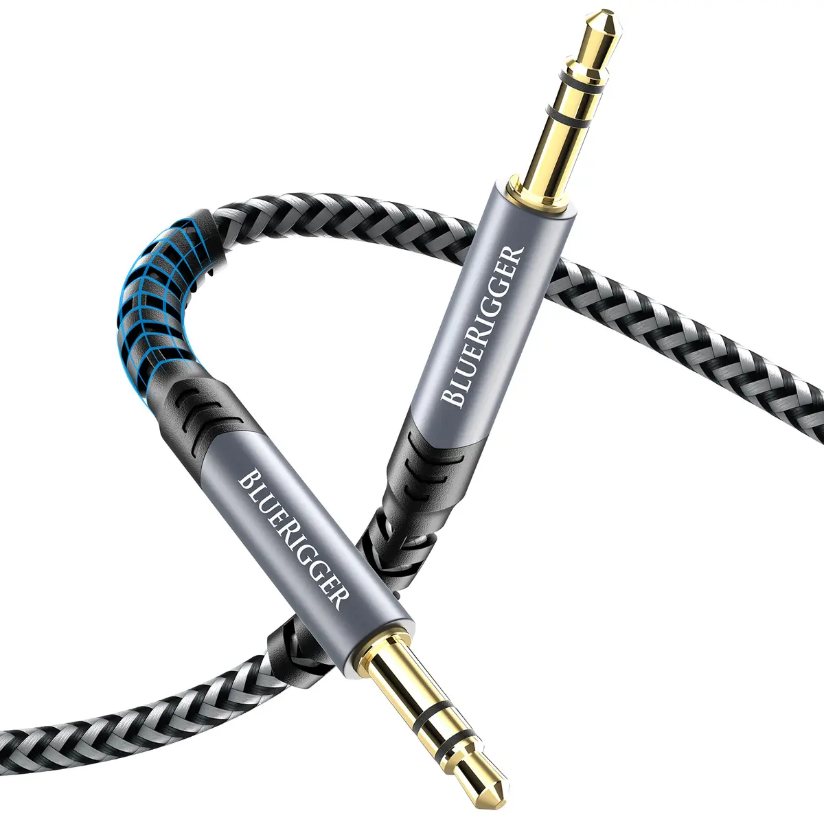 BlueRigger 3.5mm Stereo Audio Cable 15FT | Hi-Fi Sound, Gold Plated Jack, Auxiliary for Headphones & Car Stereo - main product image