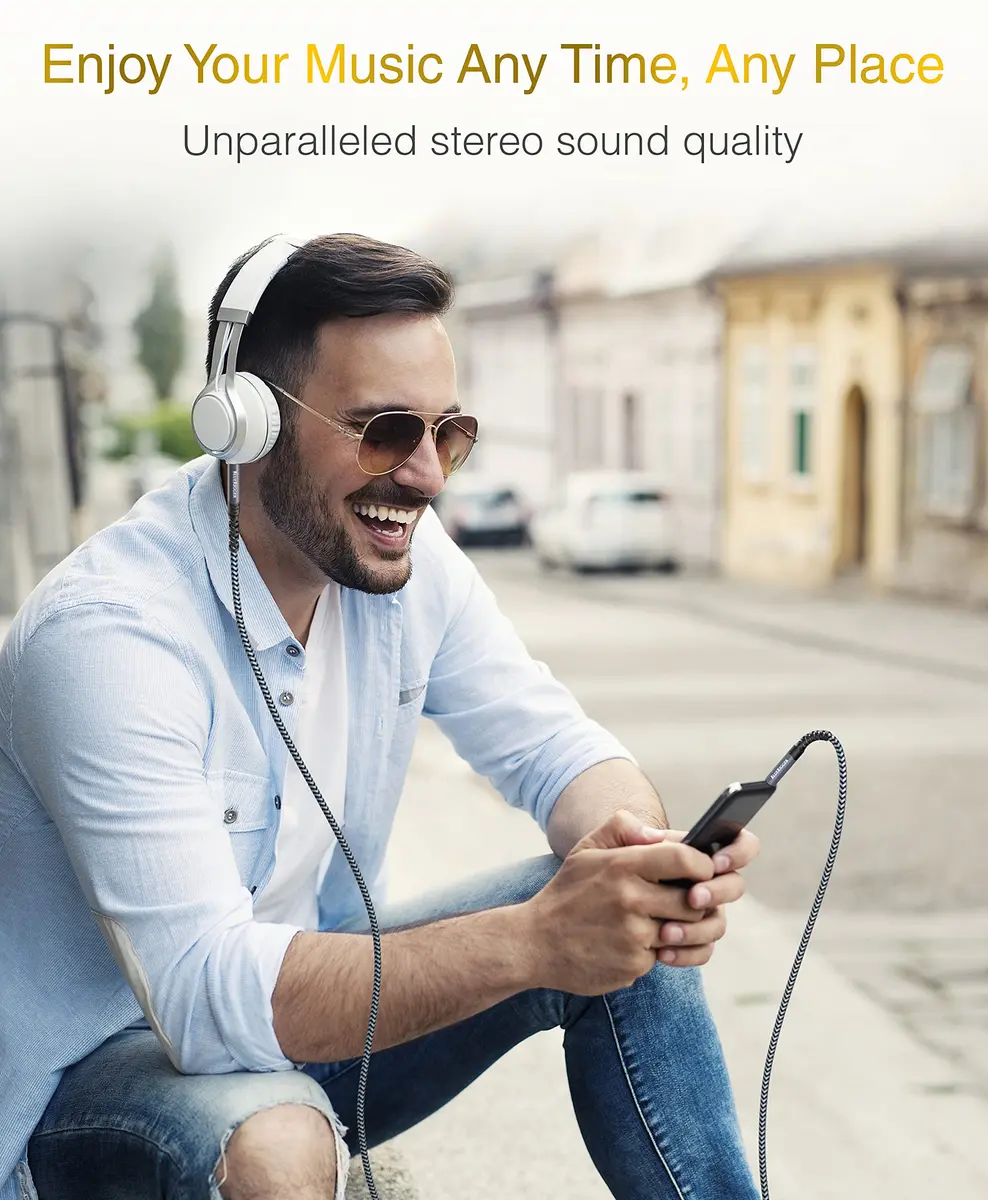 BlueRigger 3.5mm Stereo Audio Cable 15FT | Hi-Fi Sound, Gold Plated Jack, Auxiliary for Headphones & Car Stereo - view 4