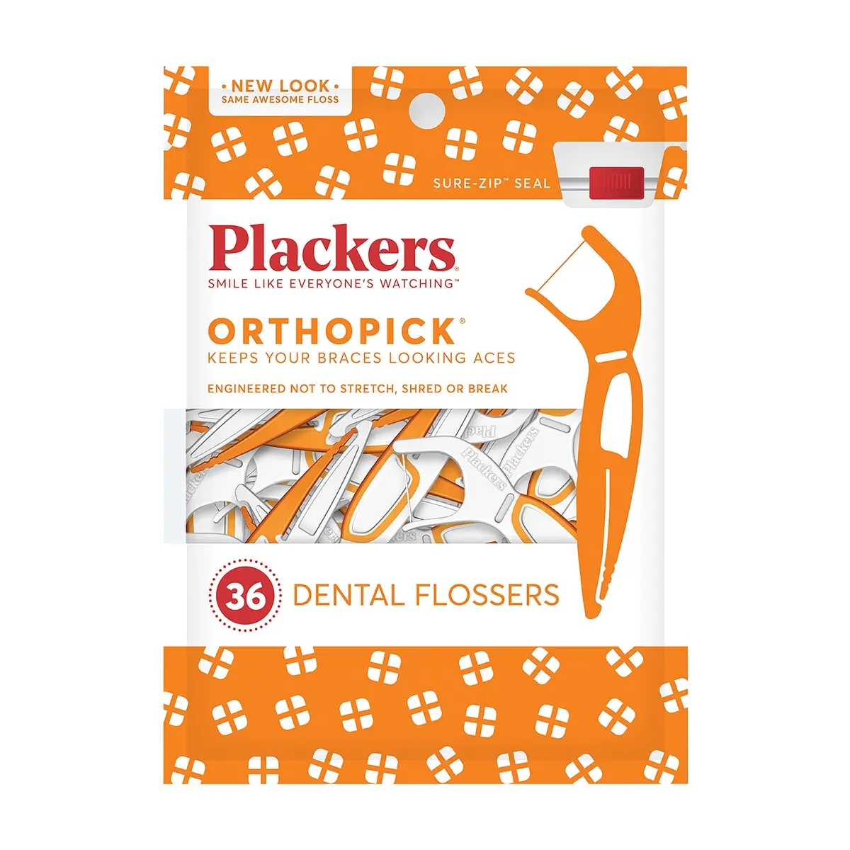 Plackers Orthopick Flosser for Braces 36 Count (Pack of 2) | Effective Plaque Removal for Braces - main product image