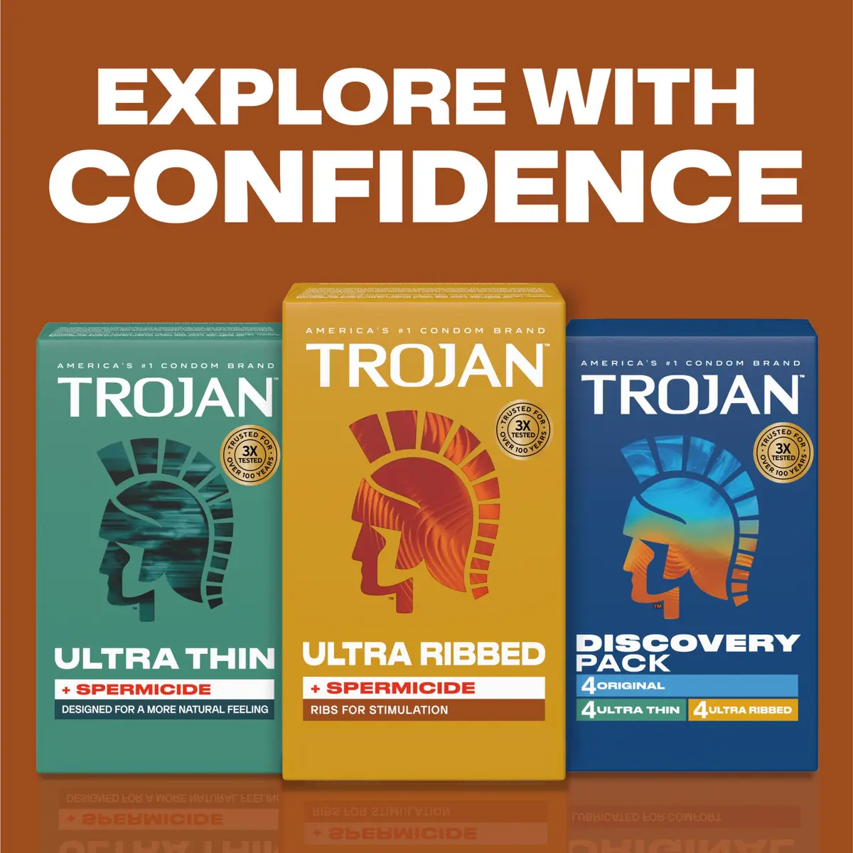 Trojan Ultra Ribbed Plus Spermicide Latex Lubricated Condoms | Deep Ribs for Enhanced Stimulation - view 6