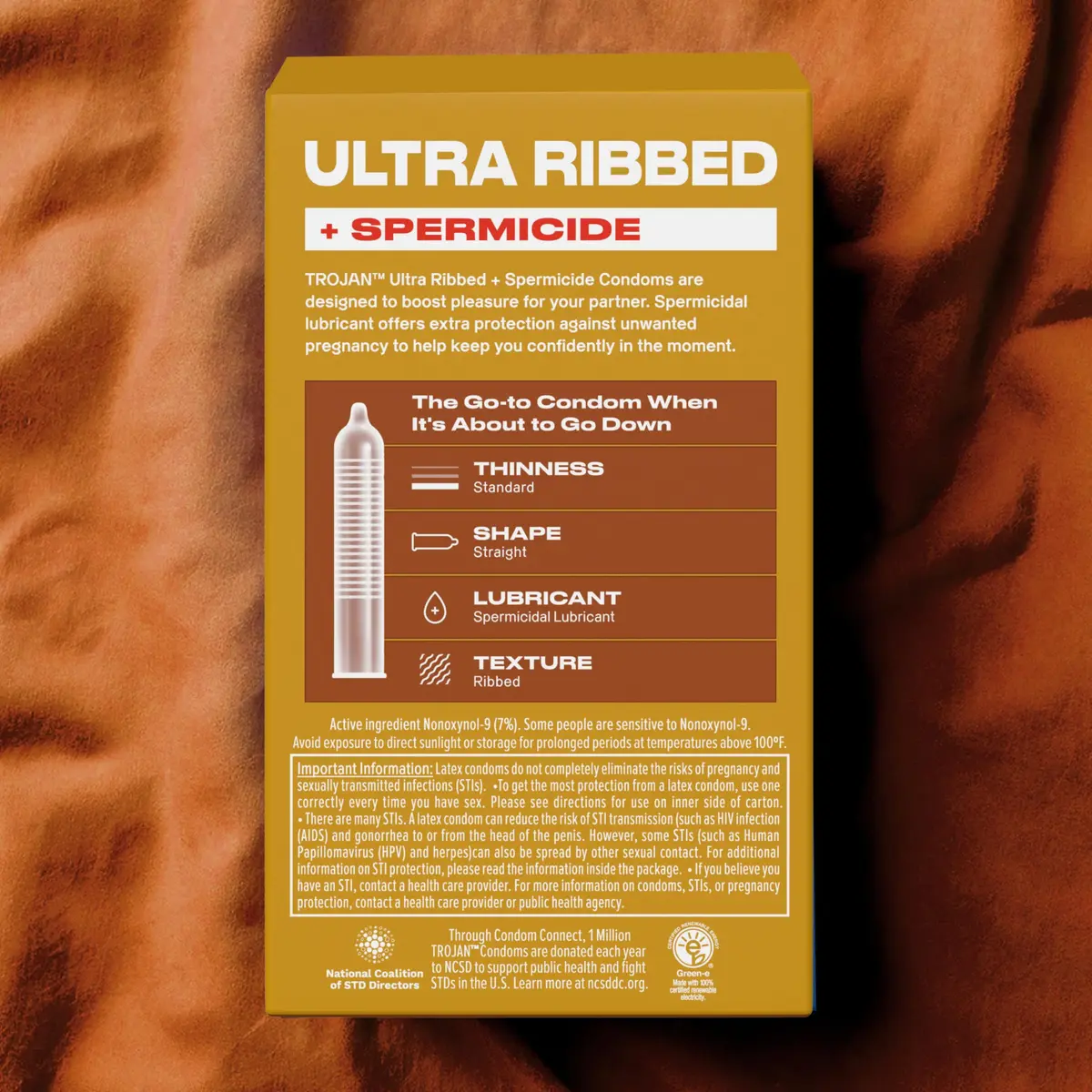 Trojan Ultra Ribbed Plus Spermicide Latex Lubricated Condoms | Deep Ribs for Enhanced Stimulation - view 9